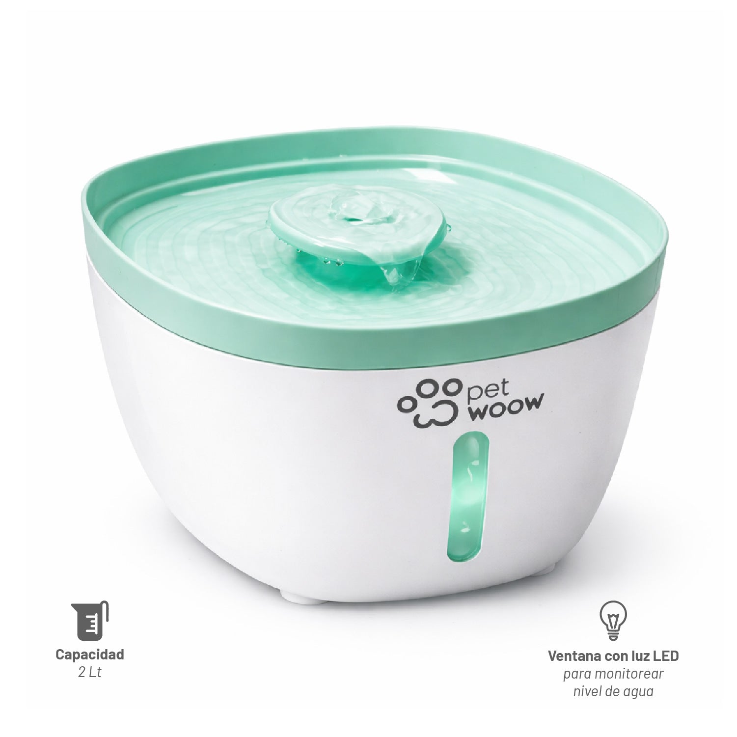 Fuente de Agua Bebedero para Mascotas Verde