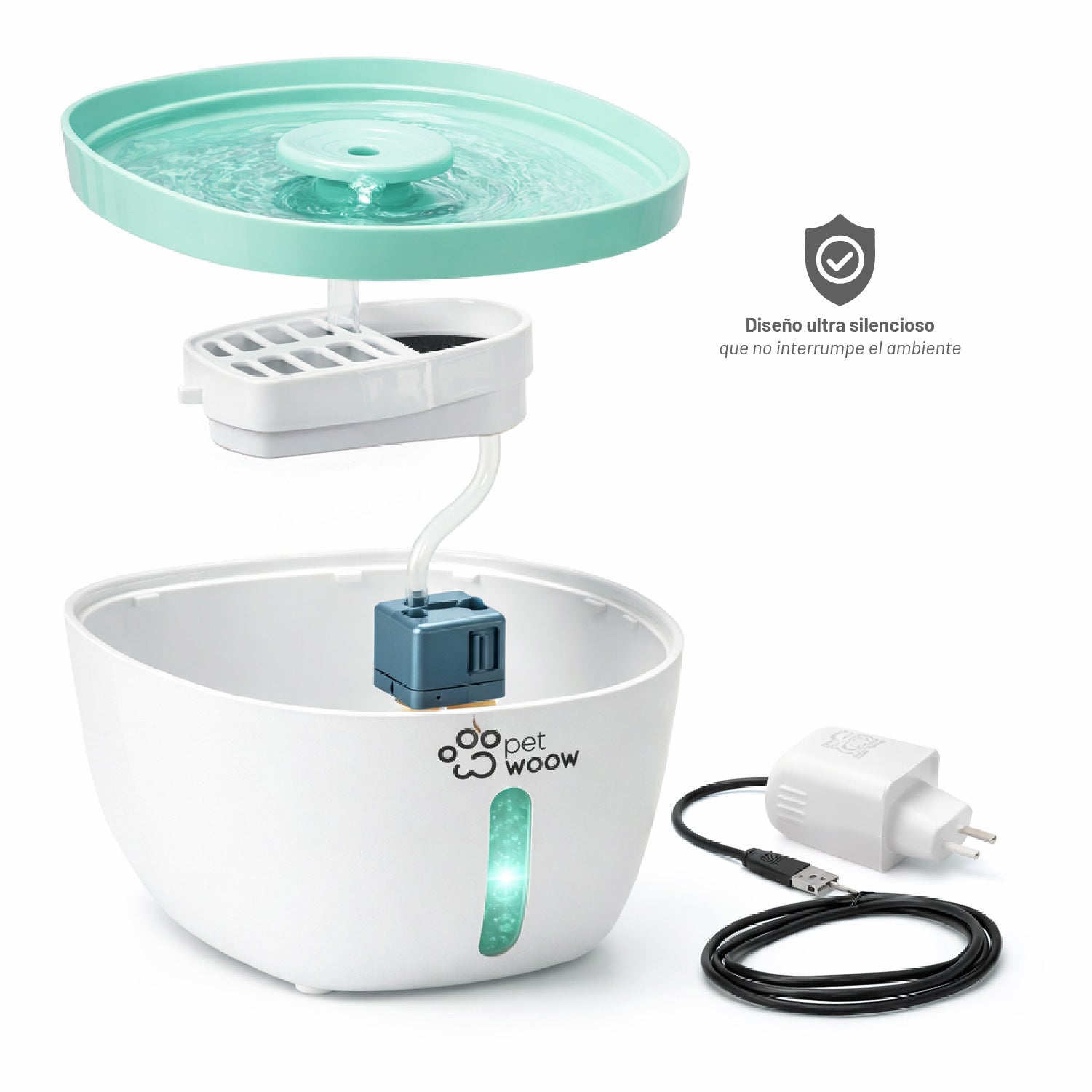 Fuente de Agua Bebedero para Mascotas Verde