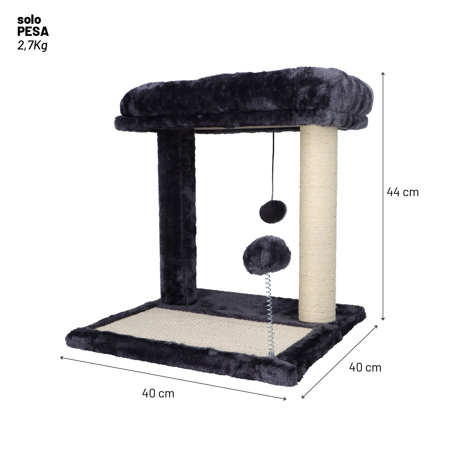 Rascador De Gatos Con Juguete Y Cama 44x40x40