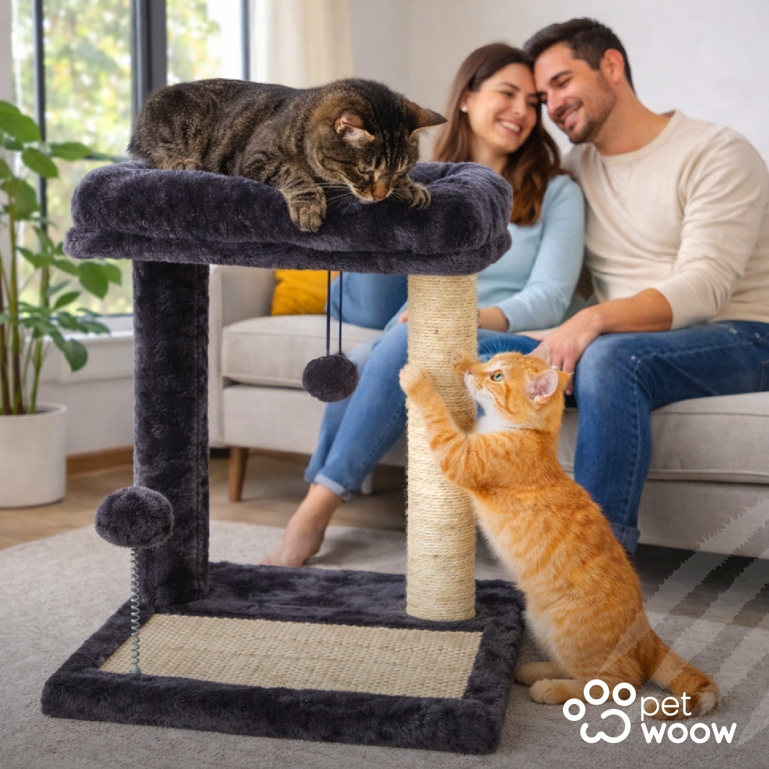 Rascador De Gatos Con Juguete Y Cama 44x40x40