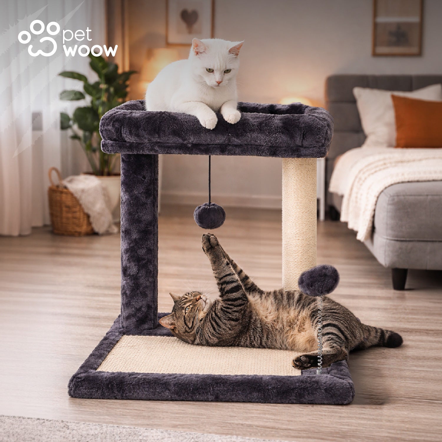 Rascador De Gatos Con Juguete Y Cama 44x40x40