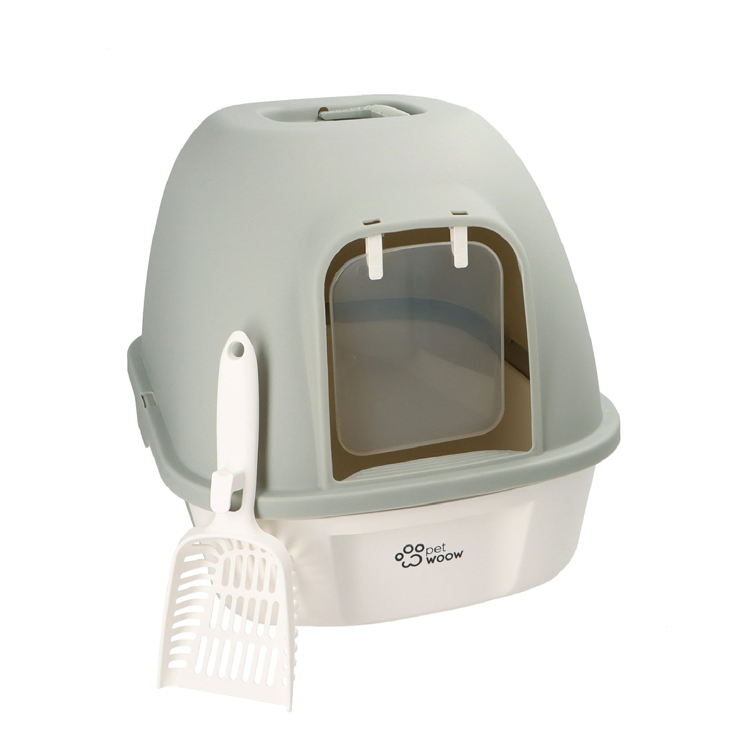 Arenero Gatos con puerta abatible Gris 52x41x40 cm Petwoow