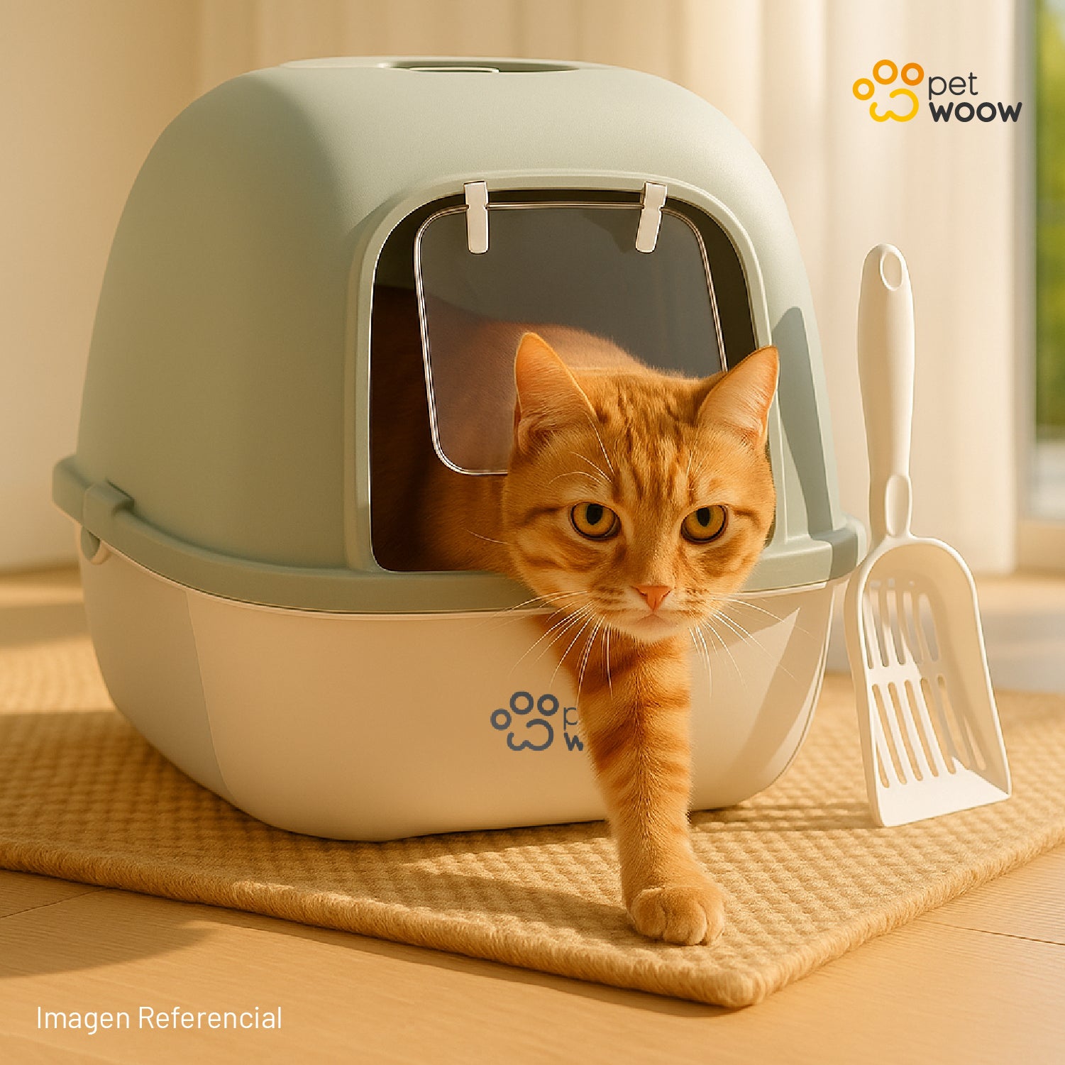 Arenero Gatos con puerta abatible Gris 52x41x40 cm Petwoow